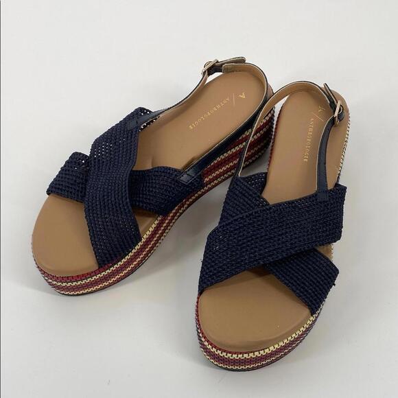 Chic Navy Platform Sandals by Anthropologie
